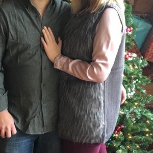 Potter's Pot Faux feather gray sweater vest